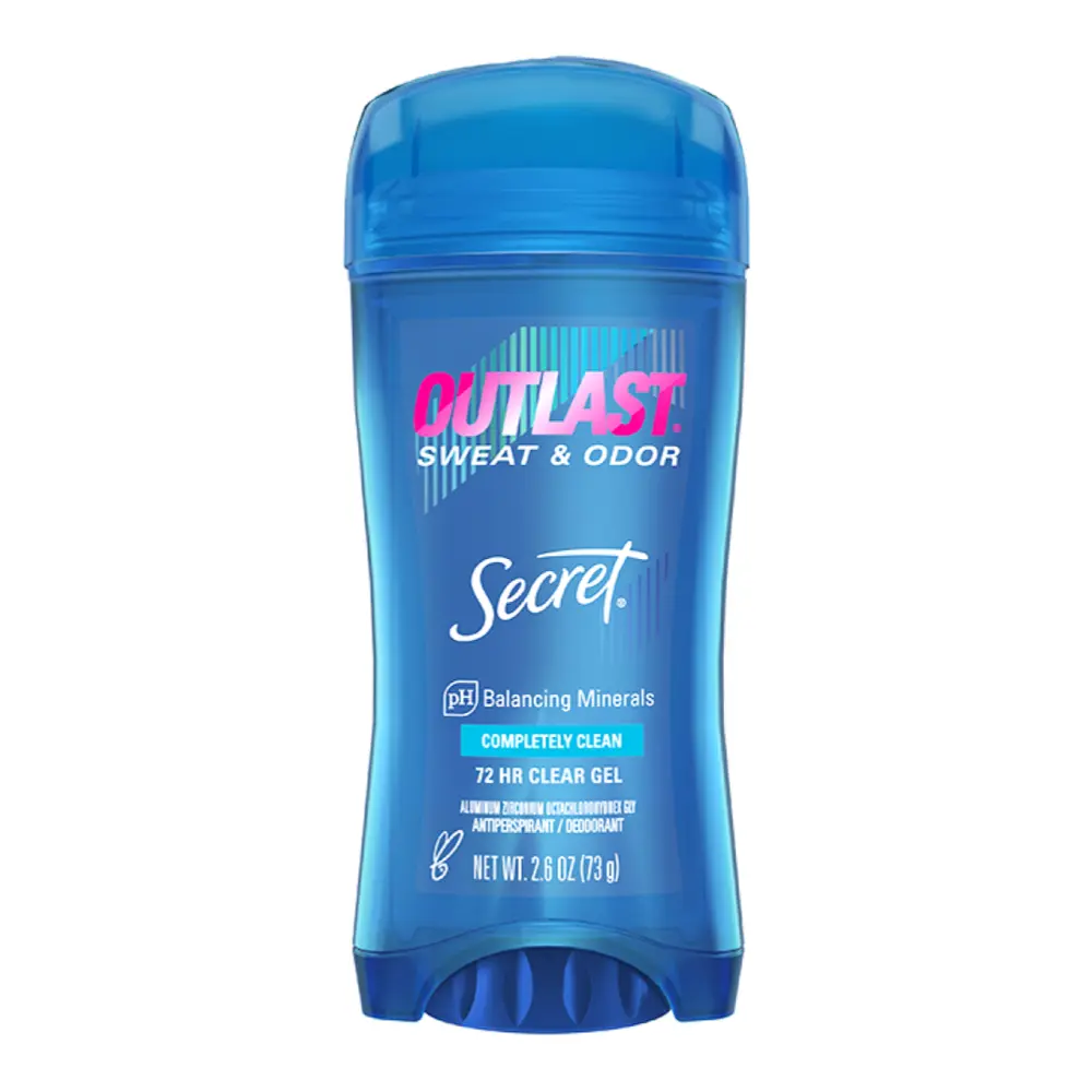 Gel Lăn Khử Mùi, Outlast, 72 HR Clear Gel Antiperspirant, Completely Clean, 2.6 oz (73g) - SECRET